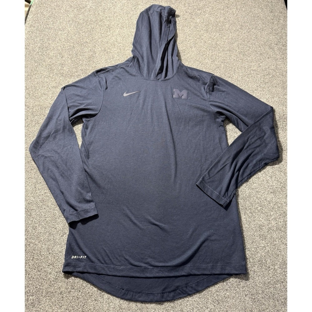 Nike Michigan Wolverines Hoodie Mens Small Navy‎ Blue Lightweight Basketball